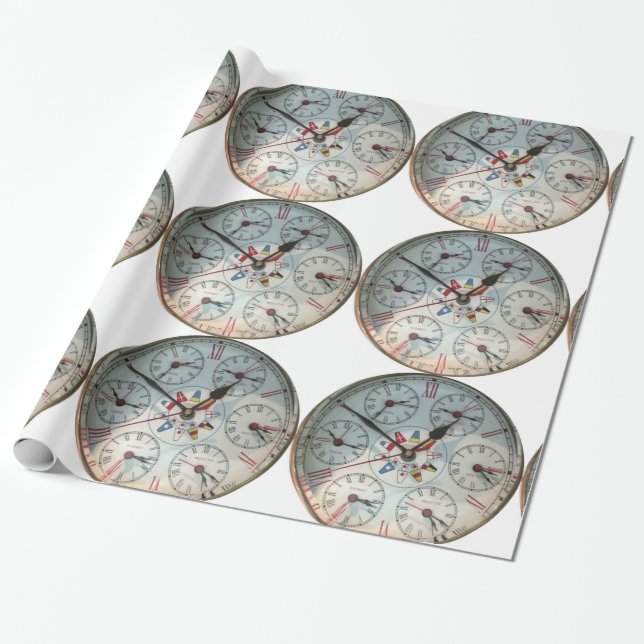 Weltuhr-Bild für Packpapier (Ungerollt)