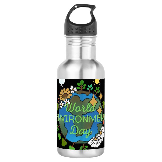 Weltumwelttag Edelstahlflasche (Vorderseite)