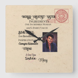 Weltweit Beste Schwester Quadratische Wanduhr