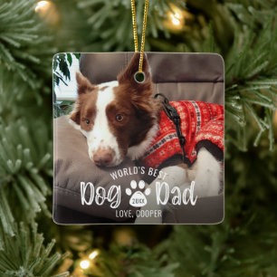 WELTWEIT BESTER DOG VATER 2 Fotos Drucktasten zupf Keramikornament