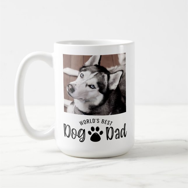 WELTWEIT BESTER DOG VATER 2 Fotos Paw Prints Kaffeetasse (Links)