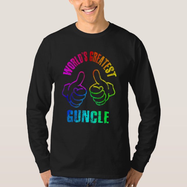 Weltweit bester Guncle Regenbogenfarben DISTRESSED T-Shirt (Vorderseite)