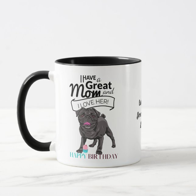 Weltweit bester MOPS DOG MAMA Personalisiert Spaß Tasse (Links)