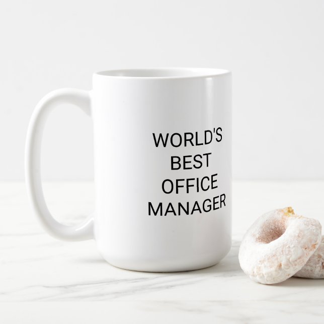 Weltweit Bester Office Manager Monochrome Kaffeetasse (Mit Donut)