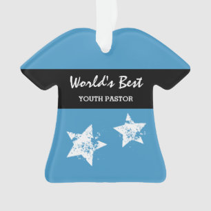Weltweit Bestes jugendliches PASTOR Blue mit Star  Ornament