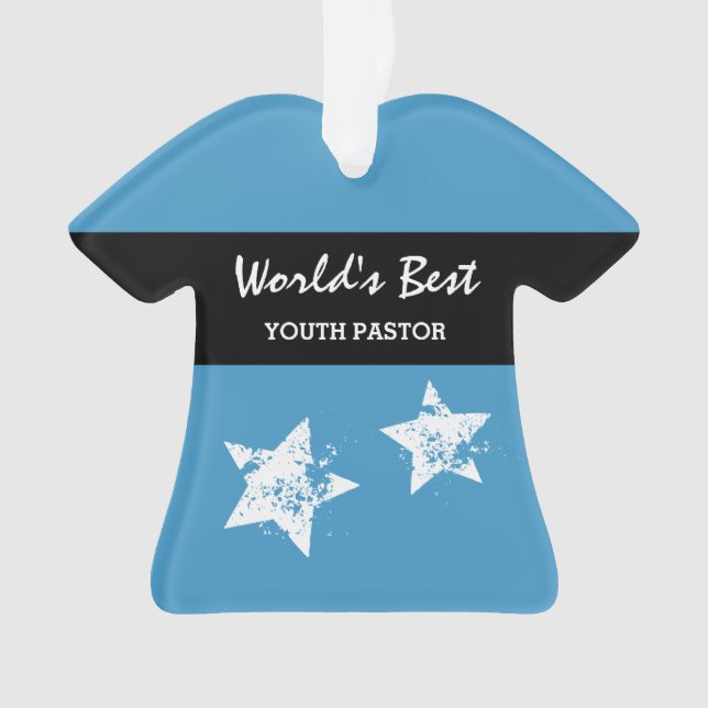 Weltweit Bestes jugendliches PASTOR Blue mit Star  Ornament (Vorderseite)