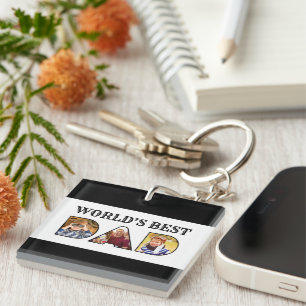 Weltweit bestes Vater-Zitat 3 - FotoCollage Schlüsselanhänger