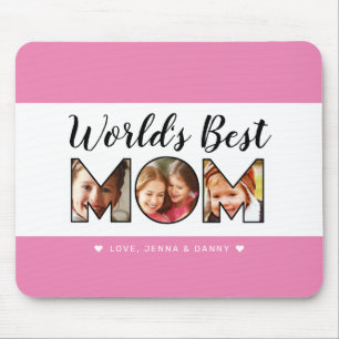 Weltweit bestes Zitat zur Mama 3 - Collage Rosa Mousepad