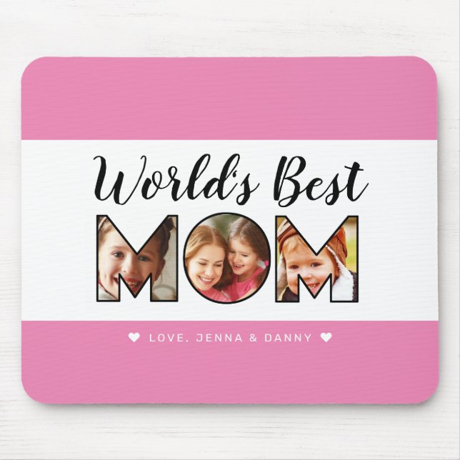 Weltweit bestes Zitat zur Mama 3 - Collage Rosa Mousepad (Vorne)