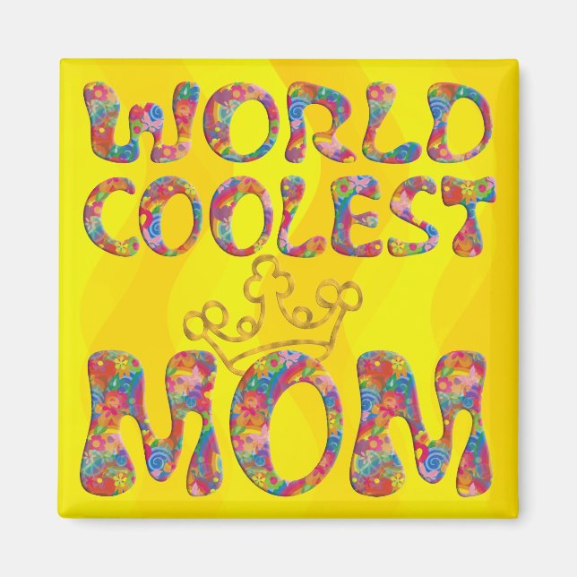Weltweit Coolste Mama | Gelbe Wellen Magnet (Vorne)
