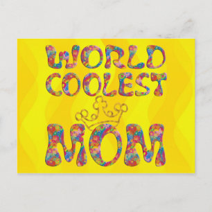 Weltweit Coolste Mama Gelbe Wellen Postkarte