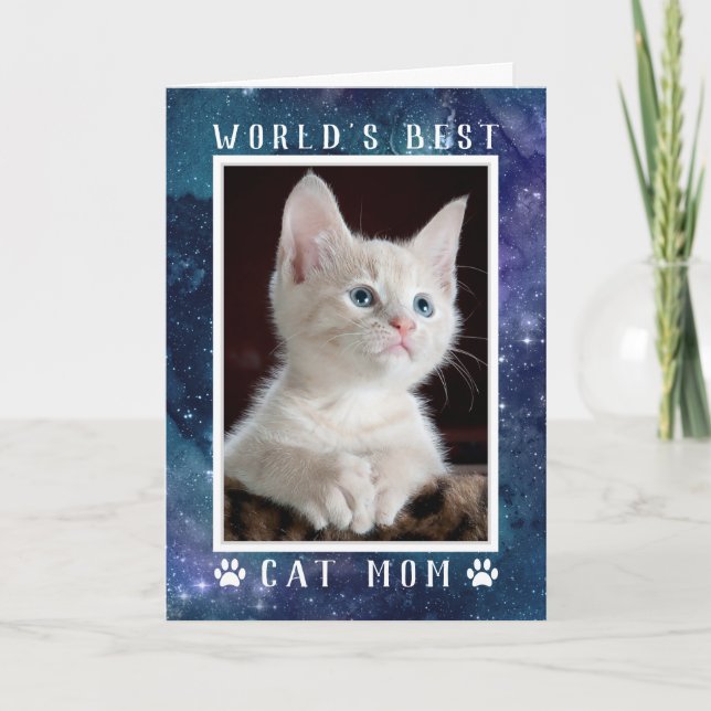 Weltweit das beste Cat Mama Foto Space Custom Gebu Karte (Vorderseite)