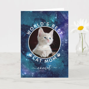 Weltweit das beste Cat Mama Space Foto zum Geburts Karte