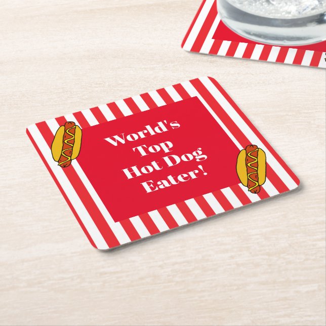 Weltweit führender Hot Dog Eater Food Eating Conte Rechteckiger Pappuntersetzer (angewinkelt)