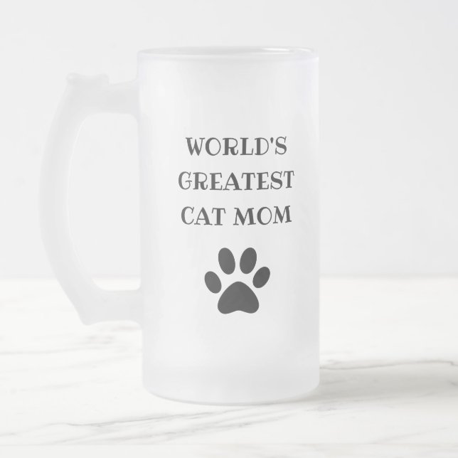 Weltweit größter Katzentext-Mama Personalisiert Mattglas Bierglas (Links)