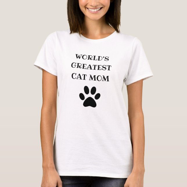 Weltweit größter Katzentext-Mama Personalisiert T-Shirt (Vorderseite)
