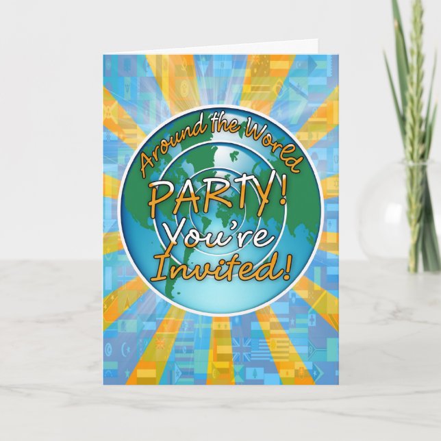 Weltweit Party mit Globe Einladung (Vorderseite)
