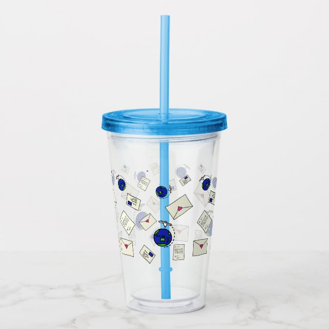 Weltweit verschicken acryltrinkbecher (Vorderseite)