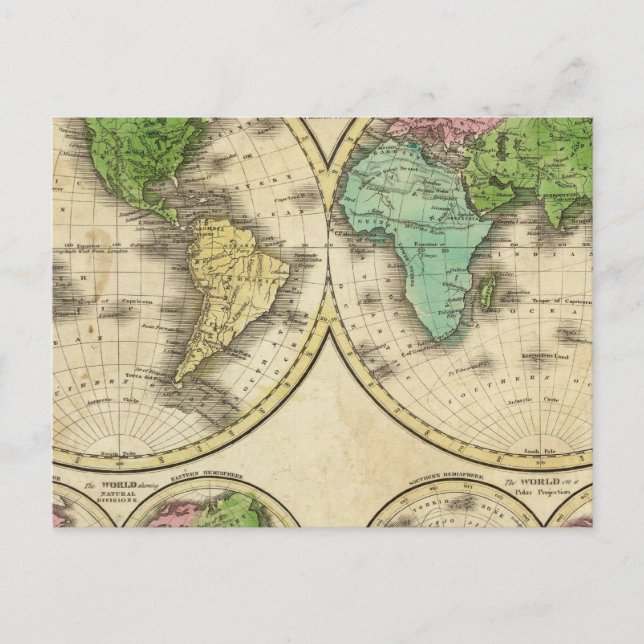 Weltweite globale Projektion Postkarte (Vorderseite)