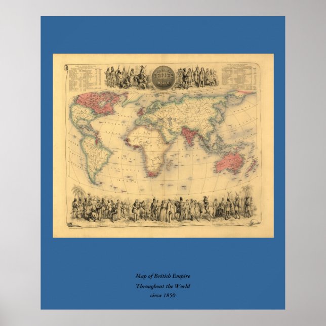 Weltweite Karte des britischen Empire aus den 1850 Poster (Vorne)