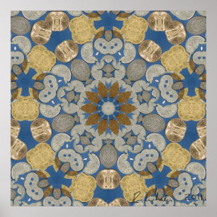 Weltweite Münzenstern-Blume Poster