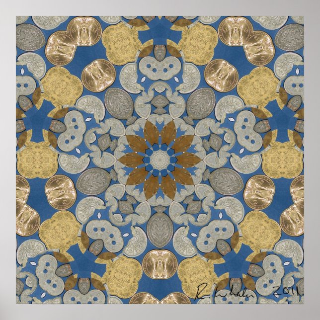 Weltweite Münzstar-Blume Poster (Vorne)