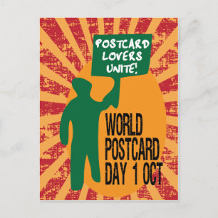Weltweiter Tag der Postkarte lustiger Retro-Protes