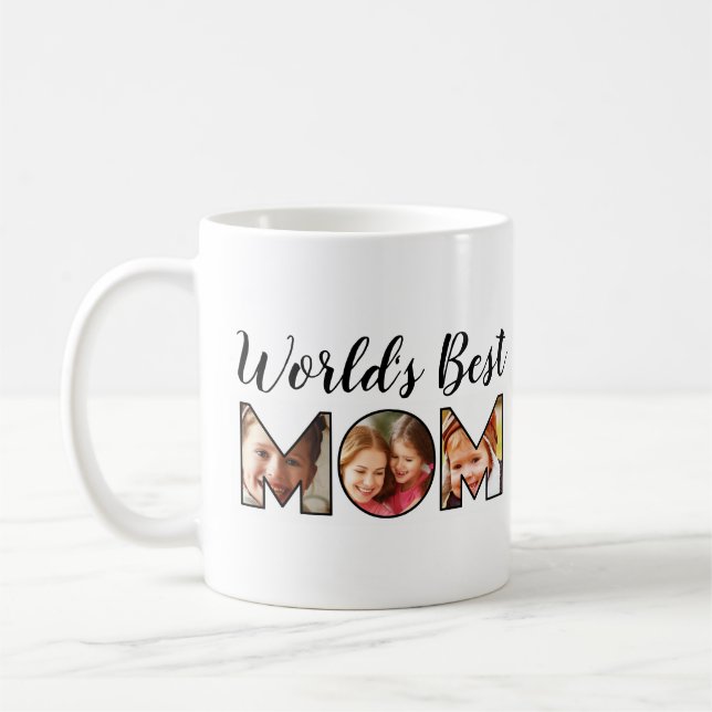 Weltweites bestes Zitat zur Mama 3 FotoCollage Kaffeetasse (Links)