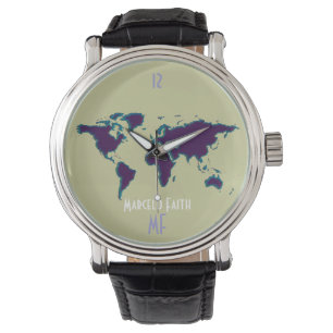 Weltzeituhr & Weltkarte Armbanduhr