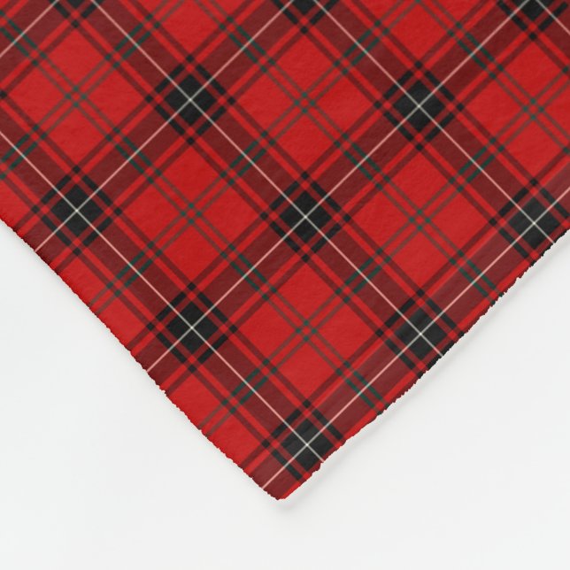 Wemyss Clan Red und Black Tartan Fleecedecke (Ecke)