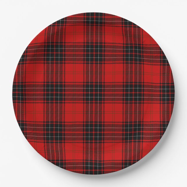 Wemyss tartan red black kariert pappteller (Vorderseite)