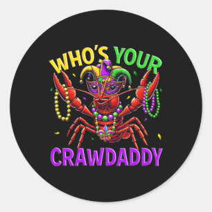 Wen Ihr Crawdaddy Crawfish Jester Bead Hat Mardi Runder Aufkleber