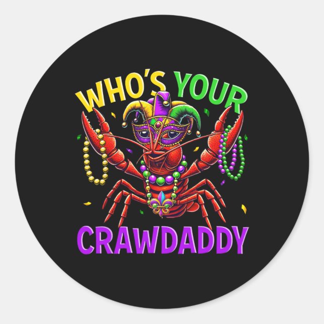 Wen Ihr Crawdaddy Crawfish Jester Bead Hat Mardi Runder Aufkleber (Vorderseite)