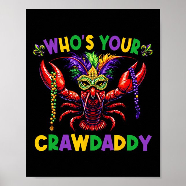Wen Ihr Crawdaddy Crawfish Jester Mask Beads Mar Poster (Vorne)