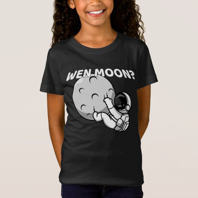 Wen Moon? - Funny Crypto Astronaut Meme T-Shirt (Vorderseite)
