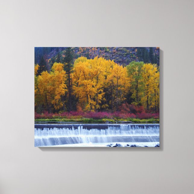 Wenatchee-Staudamm im Herbst Leinwanddruck (Vorderseite)