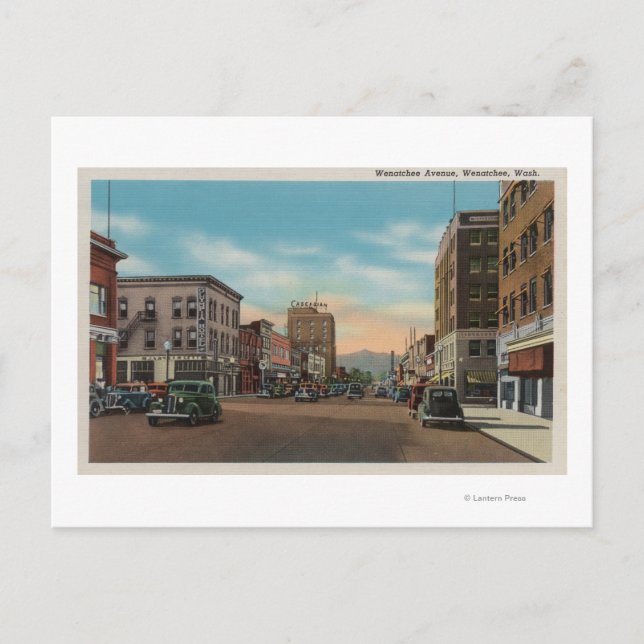 Wenatchee, WAView von Wenatchee Ave. Postkarte (Vorderseite)
