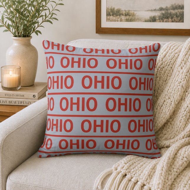 Wendbares Rot und Grau Ohio Kissen (Von Creator hochgeladen)