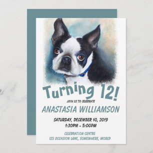 Wende 12 Boston Terrier Invite Einladung