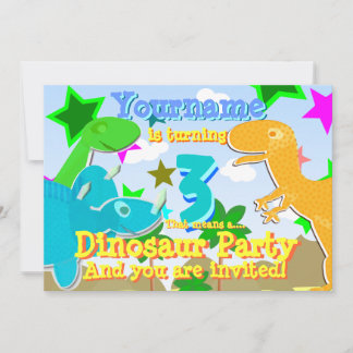 Wende 3 Dinosaurier Geburtstagsparty Einladungen