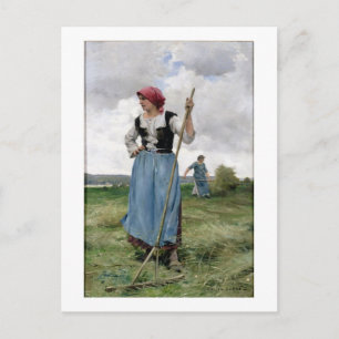 Wende the Hay (Öl auf Leinwand) Postkarte