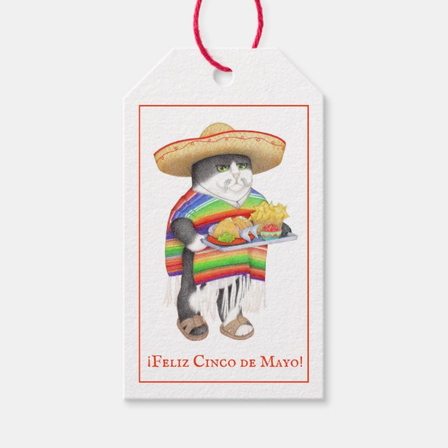 WENDELITO CAT Cinco de Mayo Gift Tags Geschenkanhänger (Vorderseite)