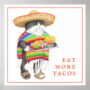 WENDELITO Eat More Tacos 12"x12" Poster