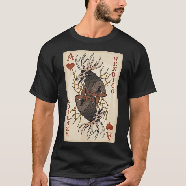 Wendigo - Original Cryptid Playing Card Tarot Ace T-Shirt (Vorderseite)