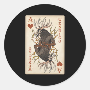Wendigo Original Cryptid Playing Card Tarot As of Runder Aufkleber