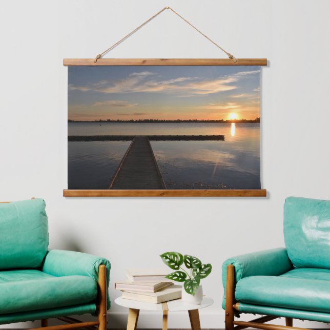Wendouree Twilight Tranquility Wall Tapestes Wandteppich Mit Holzrahmen (Wohnzimmer)
