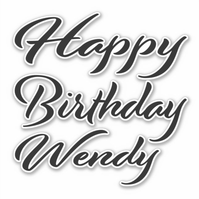 Wendy Name Vorname black Sticker Geburtstag (Vorderseite)