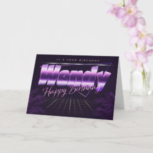 Wendy Name Vorname lila retro Karte Geburtstag