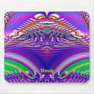 WENDY ~ Zany Green, Blue, Yellow und Lila Mousepad