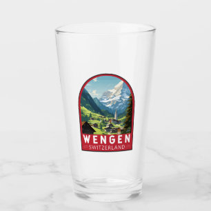 Wengen Schweiz Reise Kunst Vintage Glas
